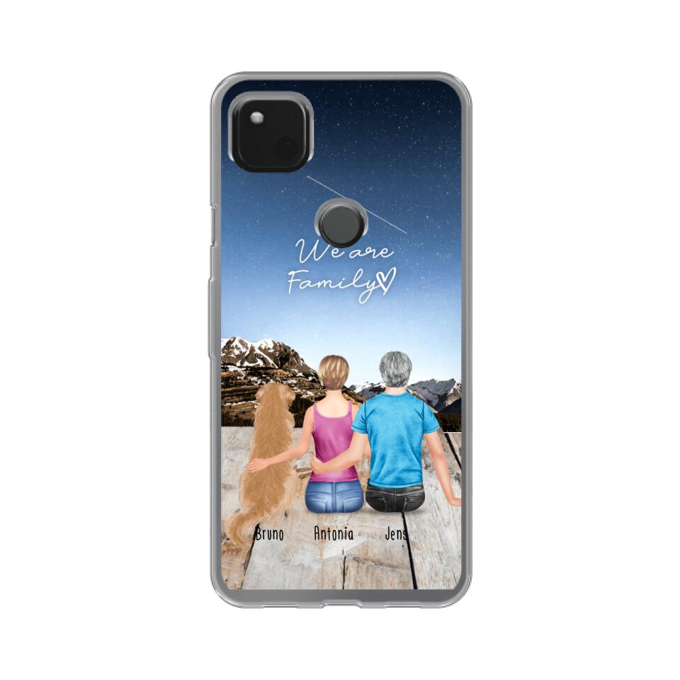 Personalisierte Handyhülle mit 1 Frau + 1 Mann + 1 Hund/Katze - Google