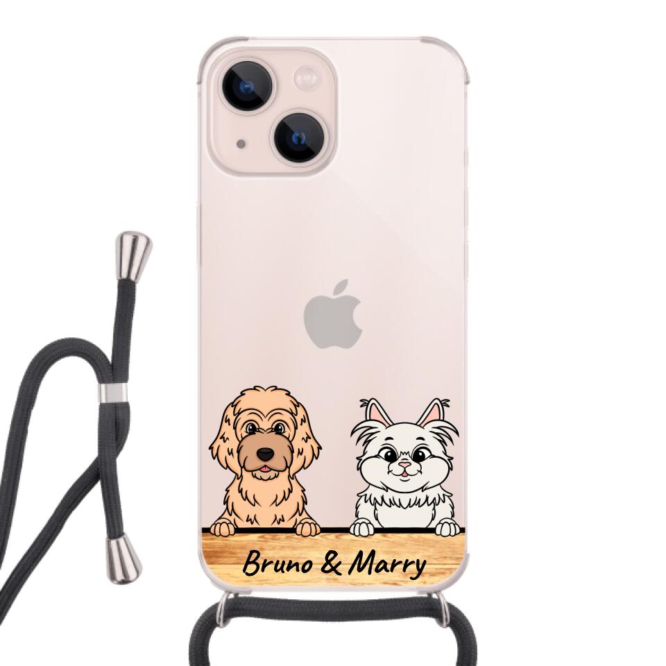 Personalisierte Handyhülle mit 1-6 Hunden/Katzen - Apple mit Band