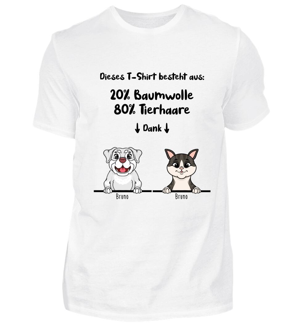 Personalisiertes T-Shirt - 20% Baumwolle - 80% Tierhaare mit 1-6 Hunden/Katzen