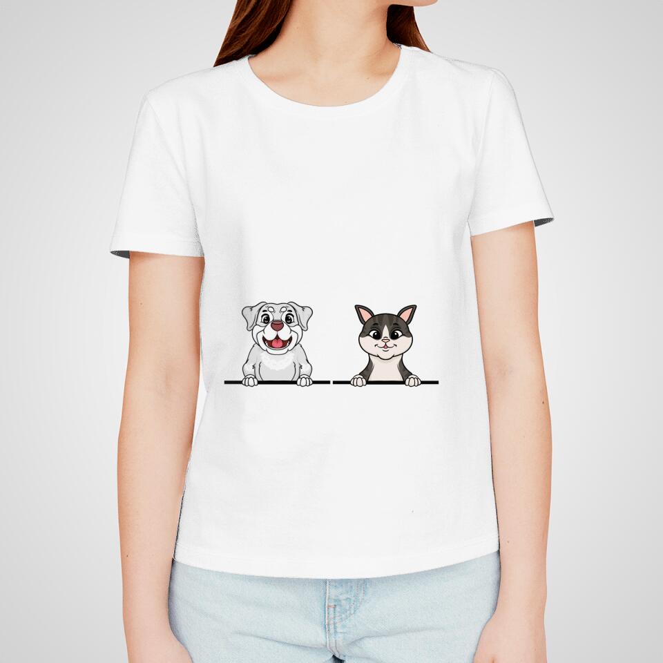 Personalisiertes T-Shirt - 20% Baumwolle - 80% Tierhaare mit 1-6 Hunden/Katzen