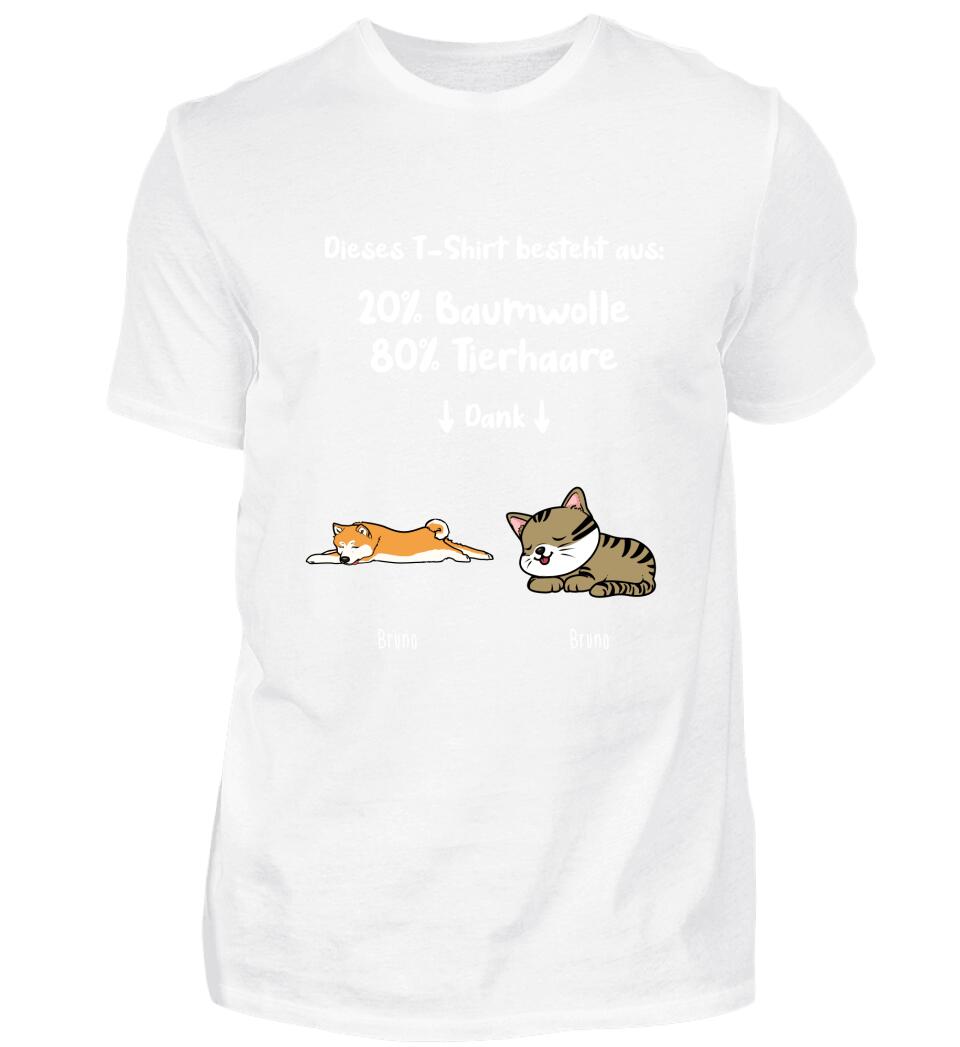Personalisiertes T-Shirt - 20% Baumwolle - 80% Tierhaare mit 1-6 Hunden/Katzen - Lazy Pets