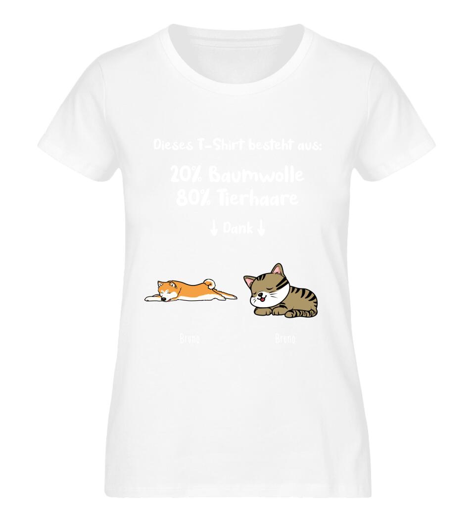 Personalisiertes T-Shirt - 20% Baumwolle - 80% Tierhaare mit 1-6 Hunden/Katzen - Lazy Pets