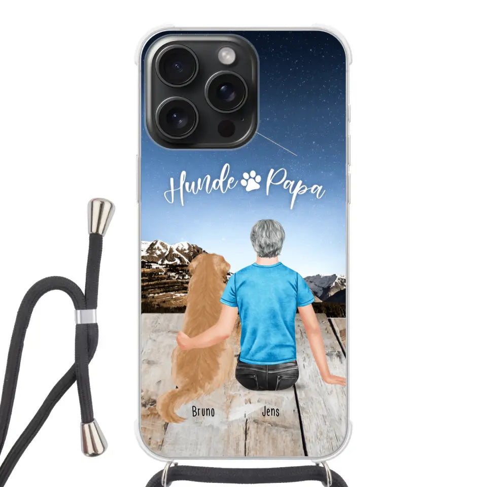 Personalisierte Handyhülle mit Band mit 1 Mann + 1 Hund/Katze