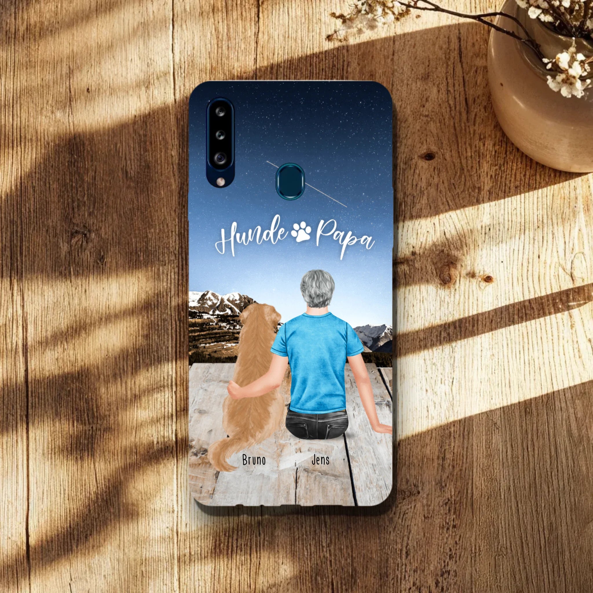 Personalisierte Handyhülle mit 1 Mann + 1 Hund/Katze - Samsung