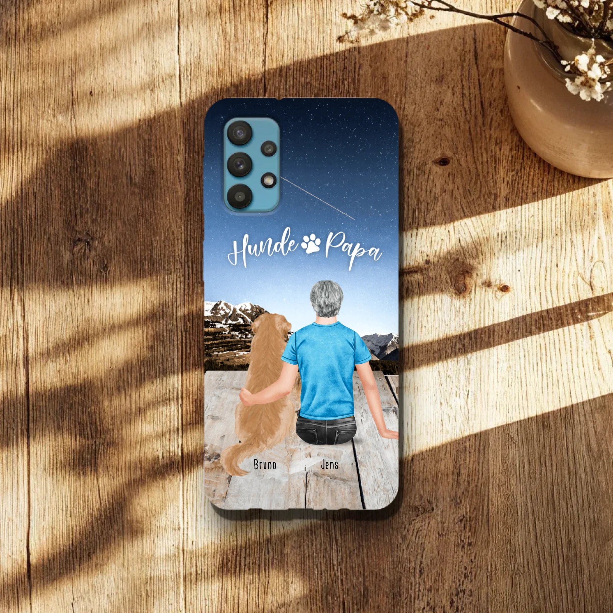 Personalisierte Handyhülle mit 1 Mann + 1 Hund/Katze - Samsung