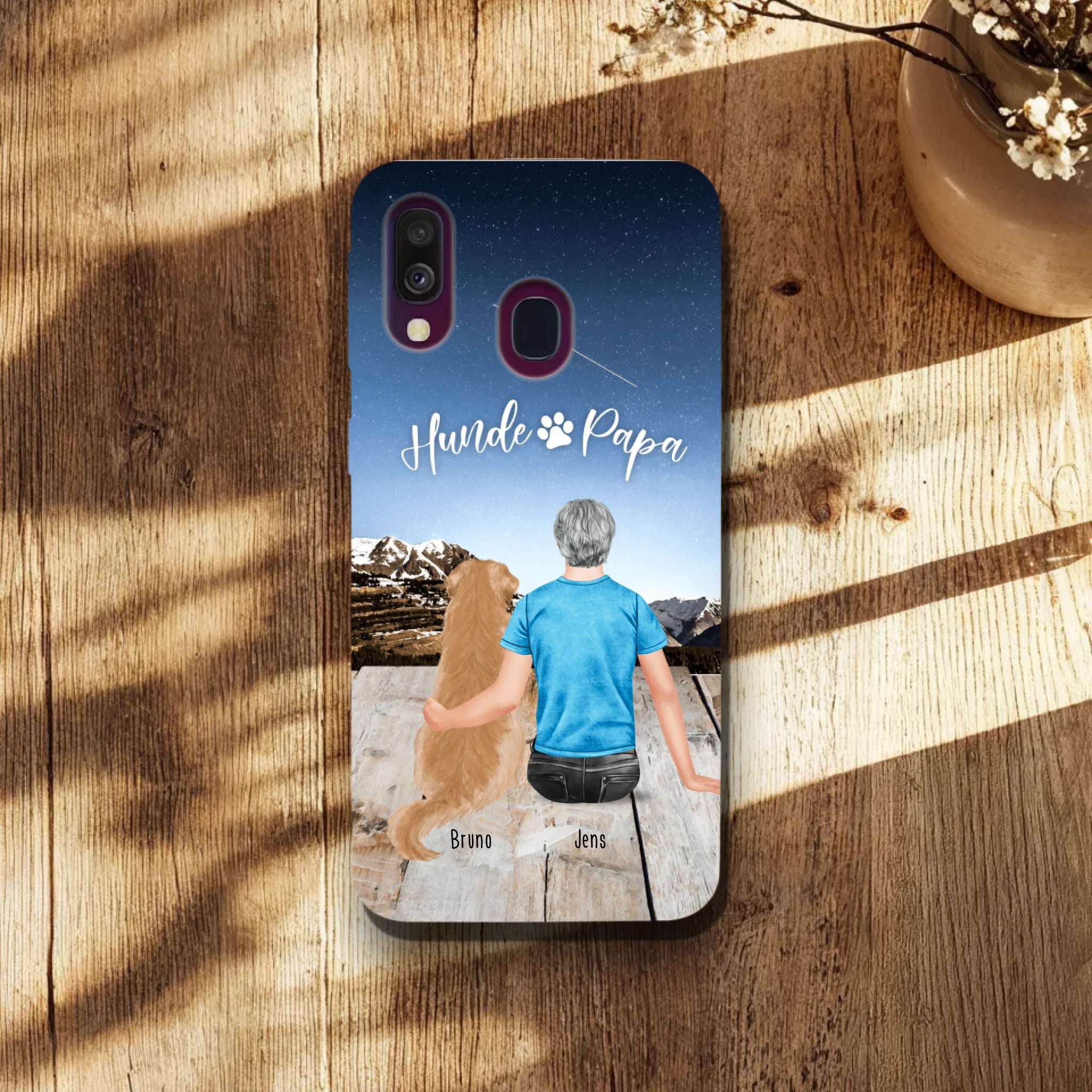 Personalisierte Handyhülle mit 1 Mann + 1 Hund/Katze - Samsung