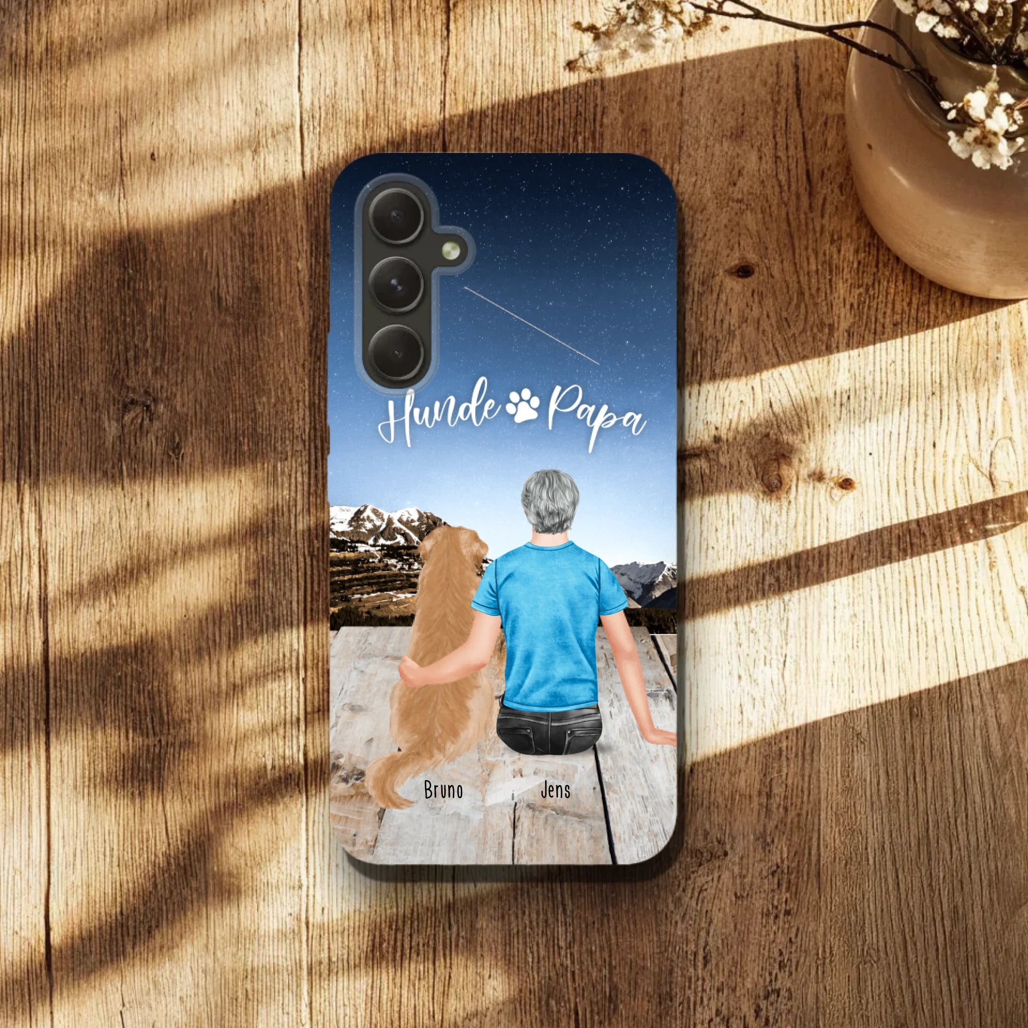 Personalisierte Handyhülle mit 1 Mann + 1 Hund/Katze - Samsung