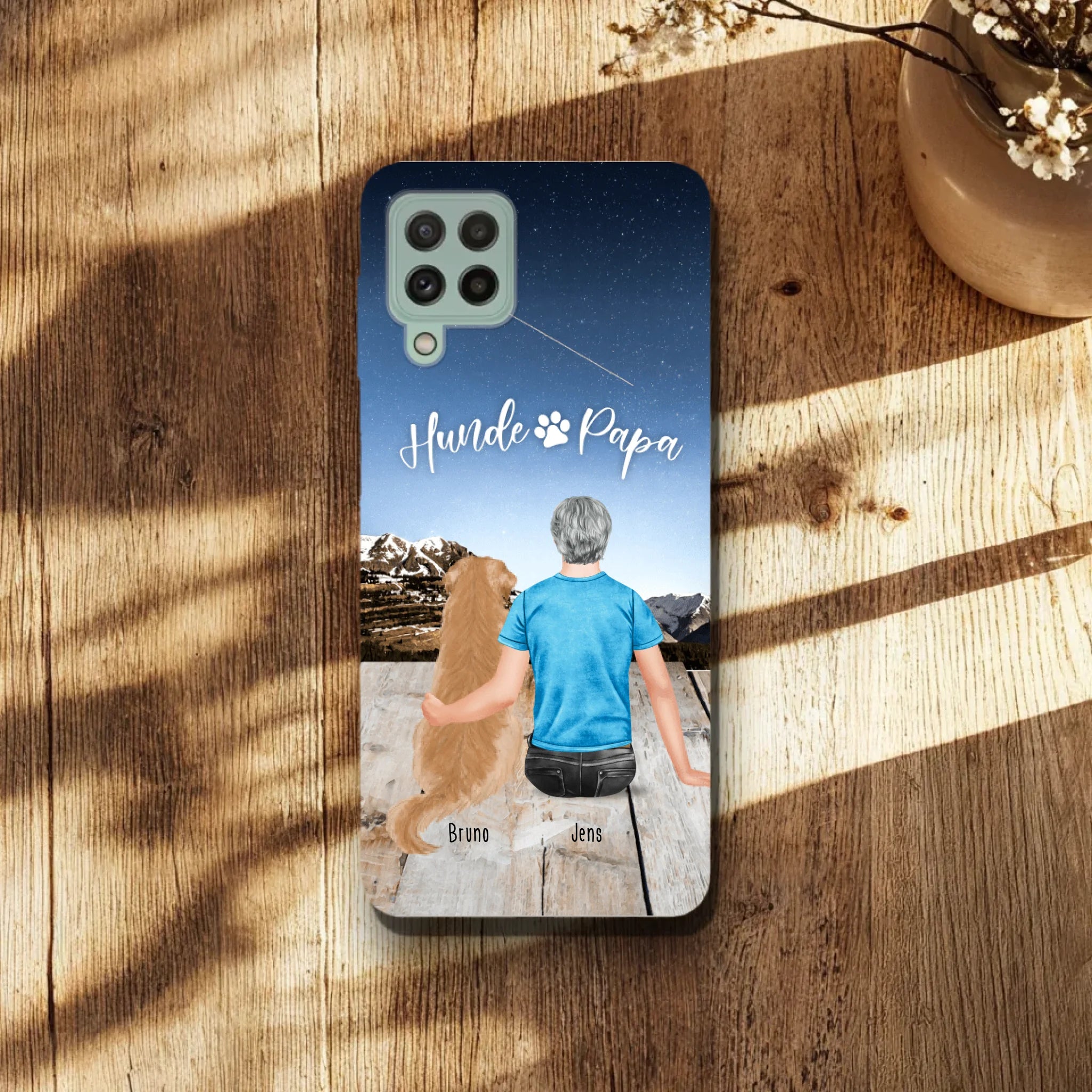 Personalisierte Handyhülle mit 1 Mann + 1 Hund/Katze - Samsung