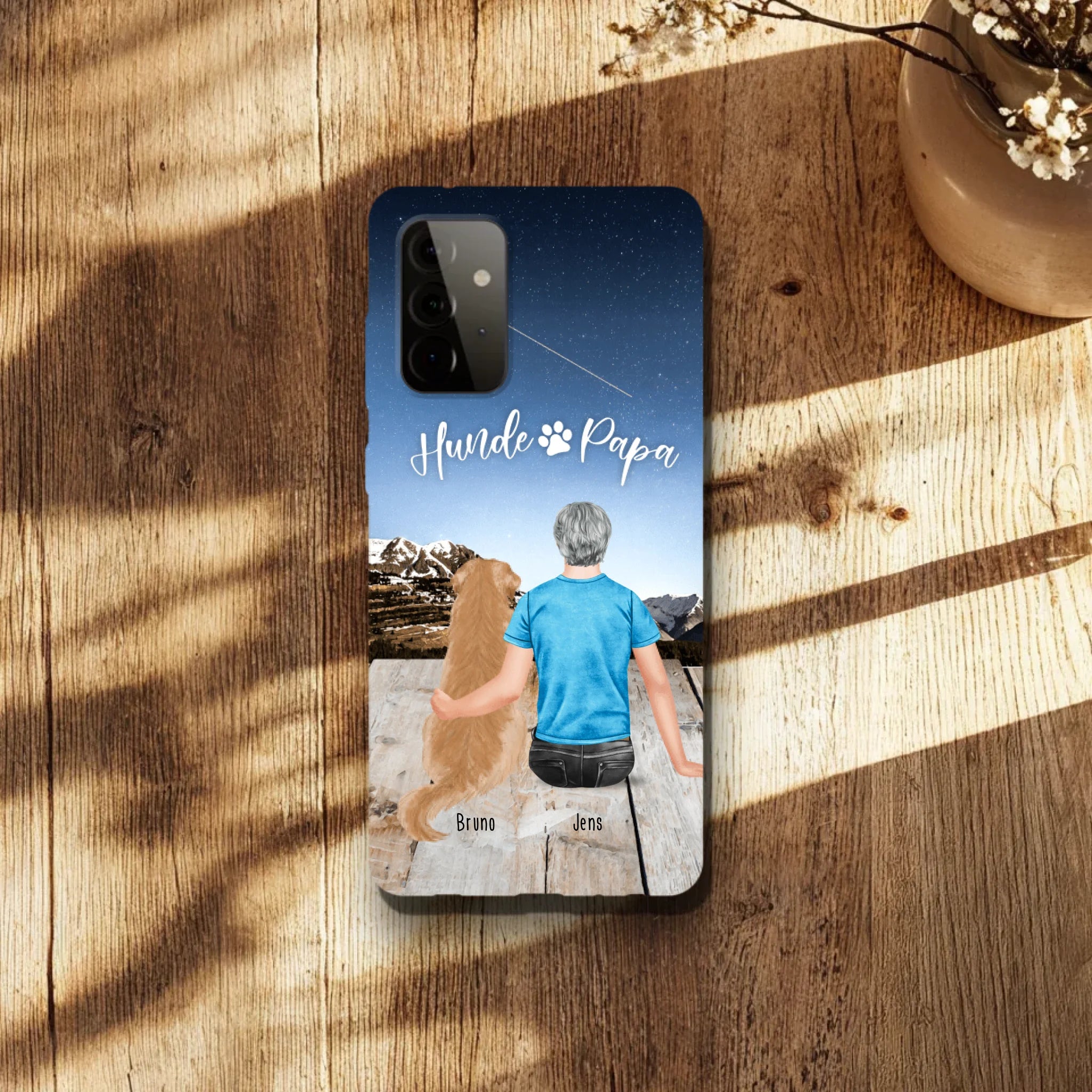 Personalisierte Handyhülle mit 1 Mann + 1 Hund/Katze - Samsung