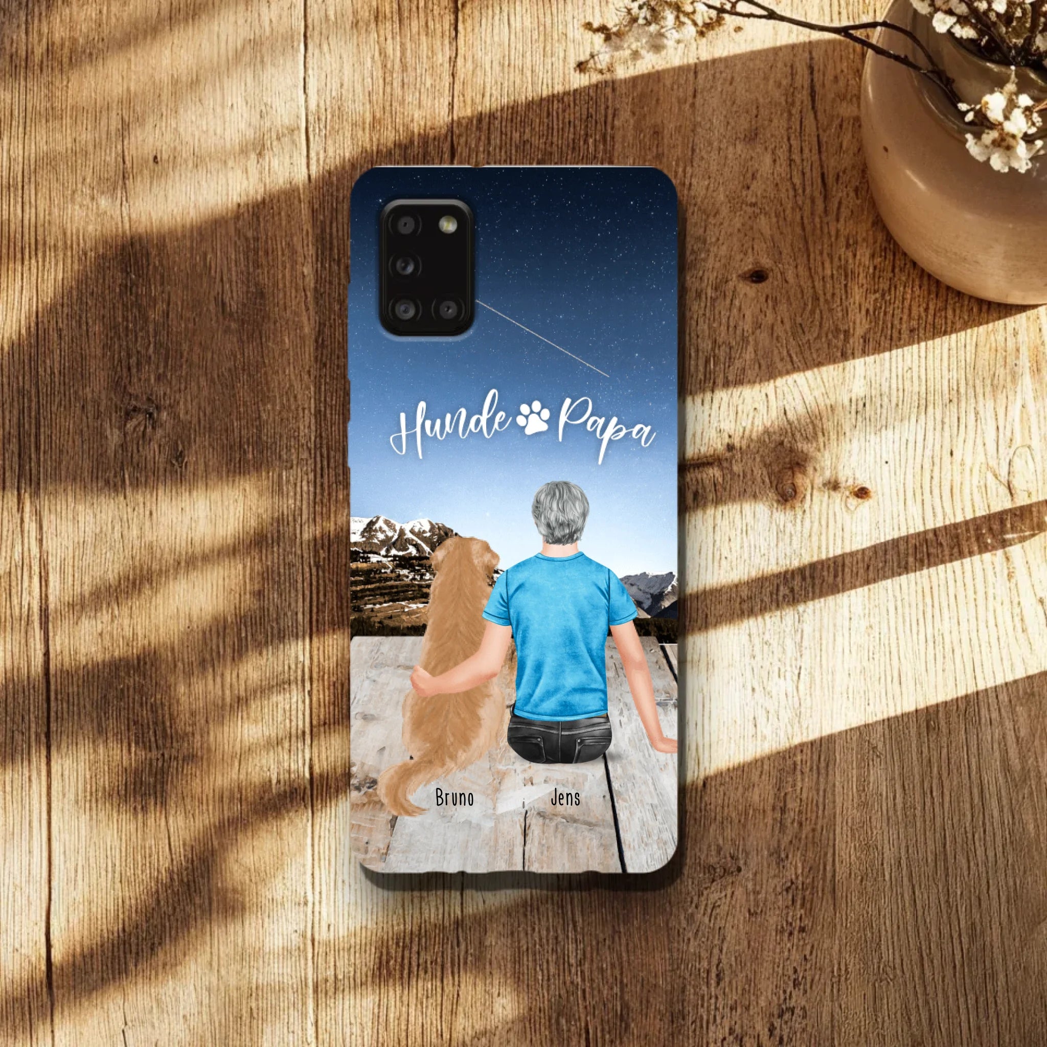 Personalisierte Handyhülle mit 1 Mann + 1 Hund/Katze - Samsung