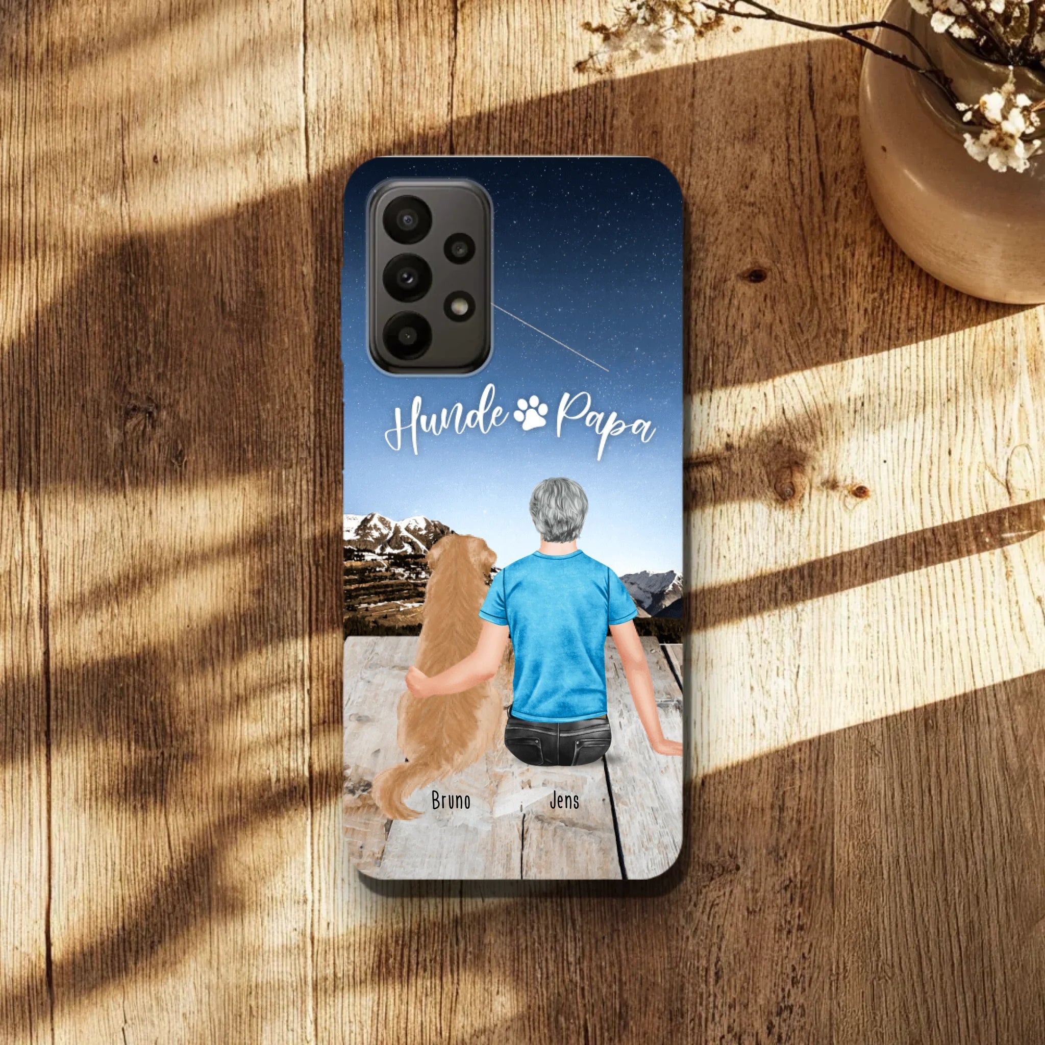Personalisierte Handyhülle mit 1 Mann + 1 Hund/Katze - Samsung