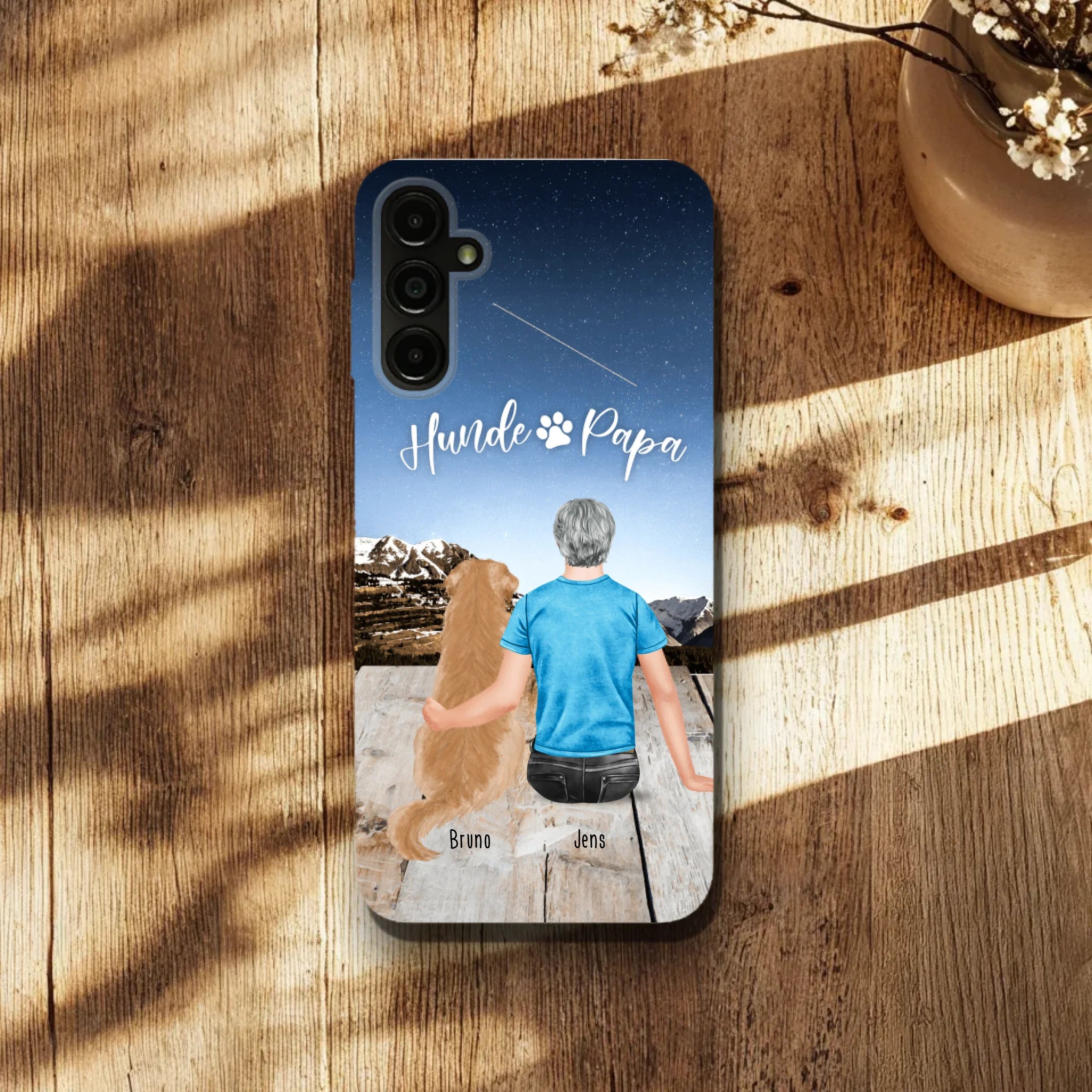 Personalisierte Handyhülle mit 1 Mann + 1 Hund/Katze - Samsung