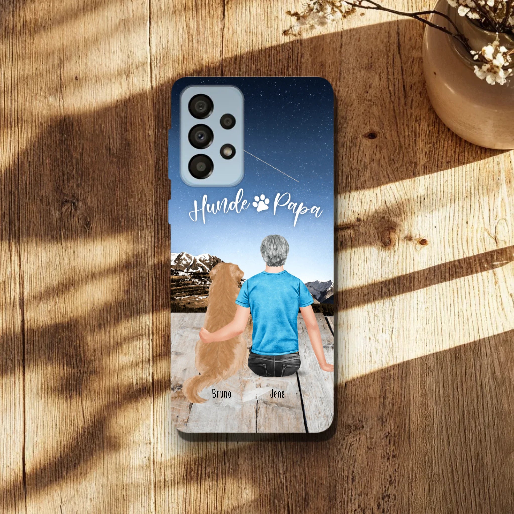 Personalisierte Handyhülle mit 1 Mann + 1 Hund/Katze - Samsung