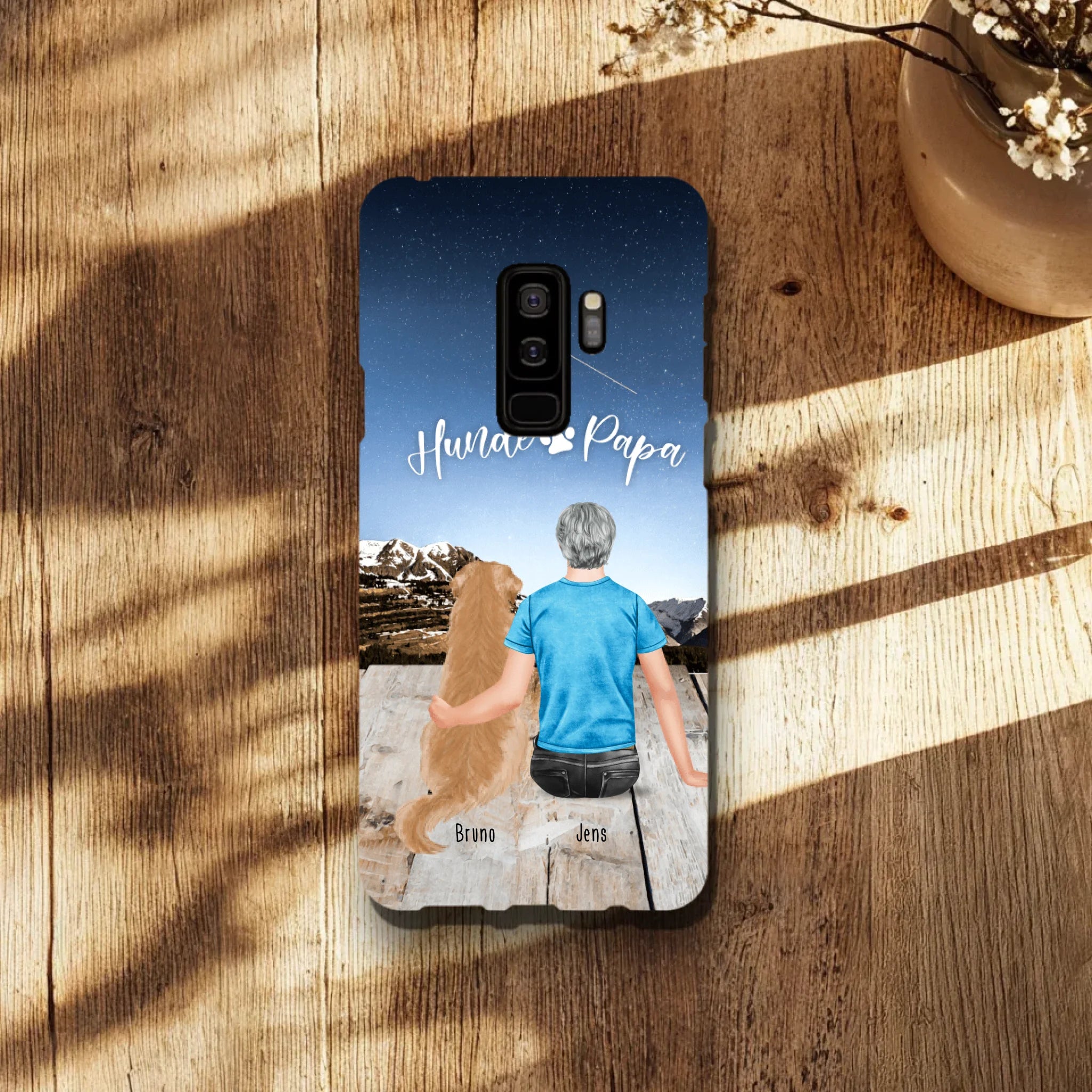 Personalisierte Handyhülle mit 1 Mann + 1 Hund/Katze - Samsung
