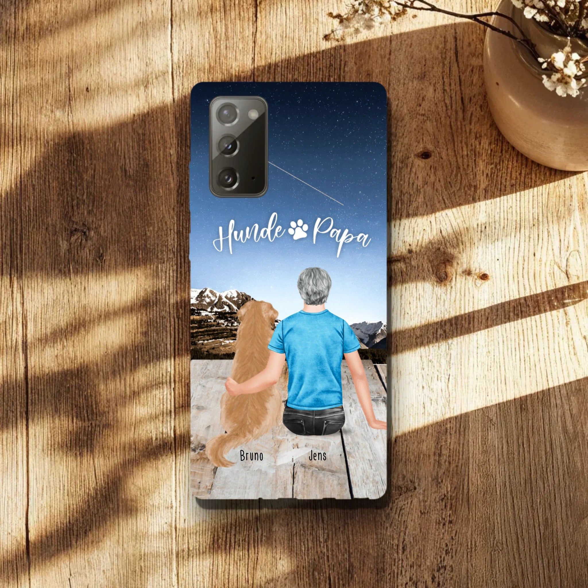 Personalisierte Handyhülle mit 1 Mann + 1 Hund/Katze - Samsung