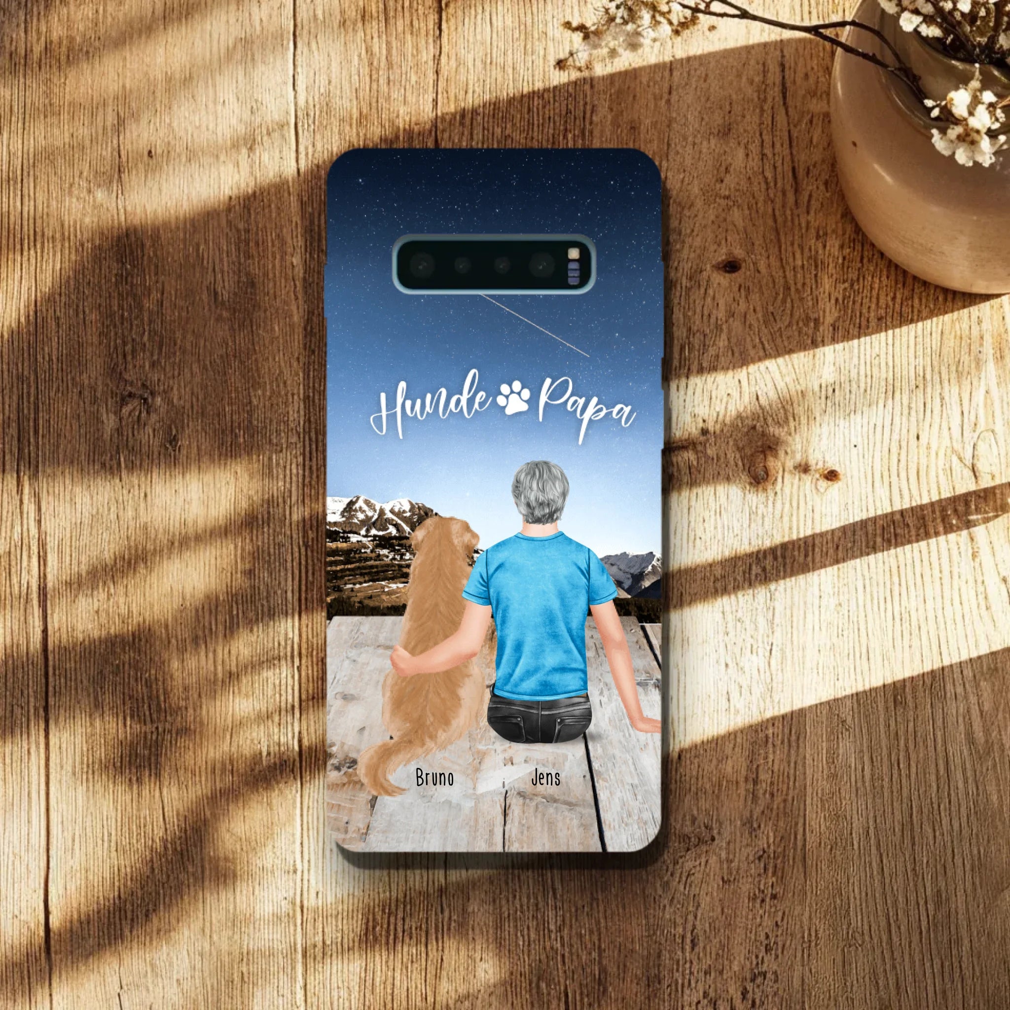 Personalisierte Handyhülle mit 1 Mann + 1 Hund/Katze - Samsung