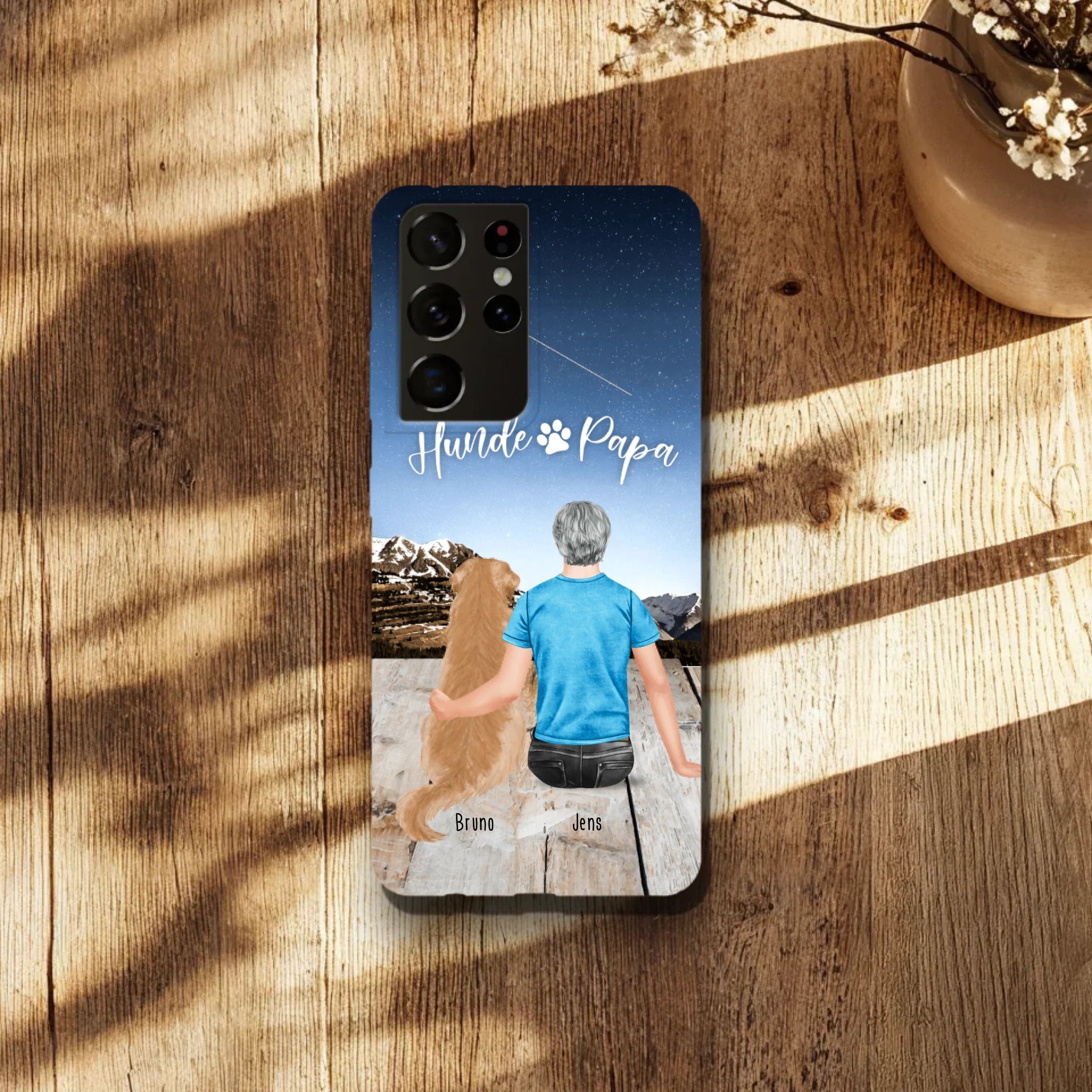 Personalisierte Handyhülle mit 1 Mann + 1 Hund/Katze - Samsung