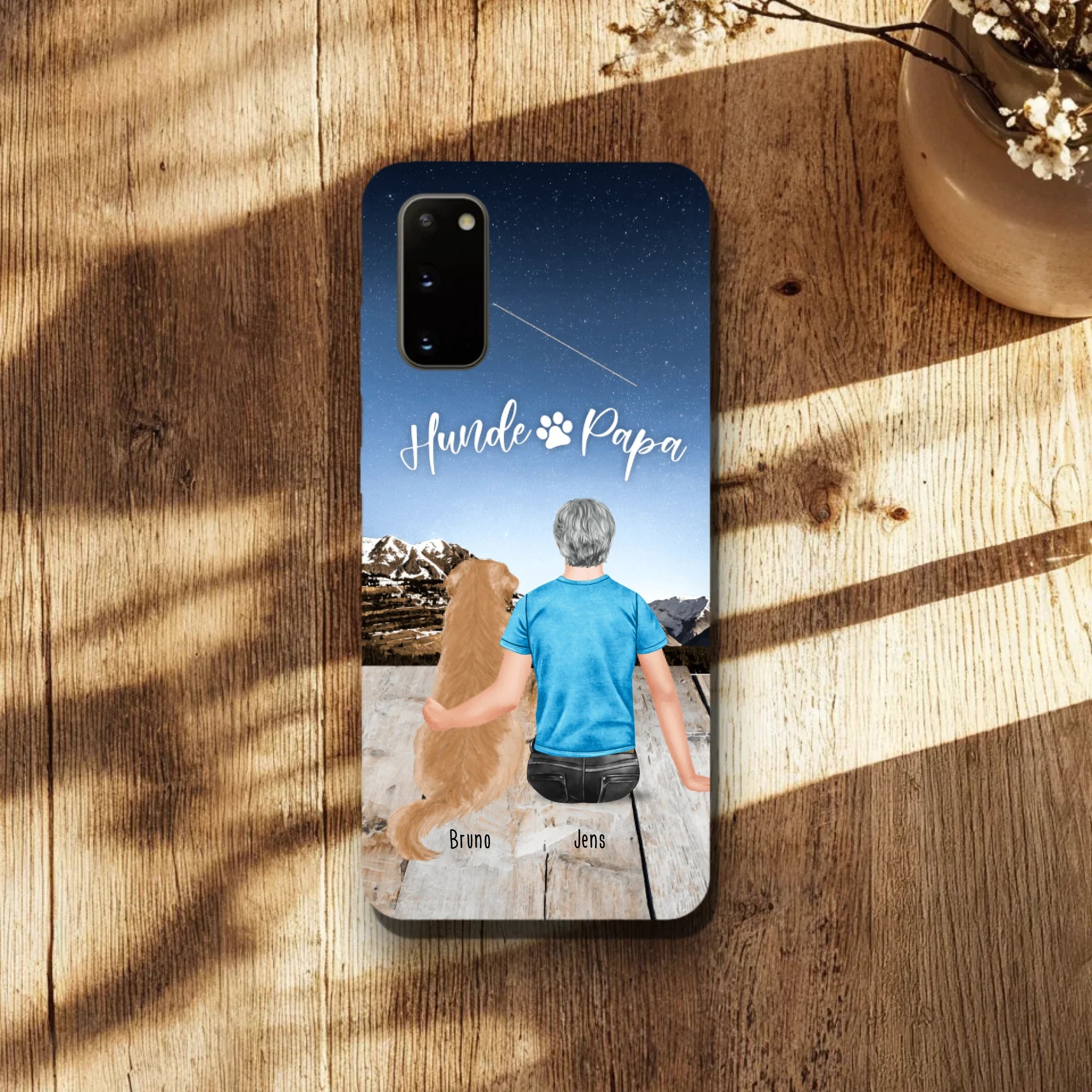 Personalisierte Handyhülle mit 1 Mann + 1 Hund/Katze - Samsung