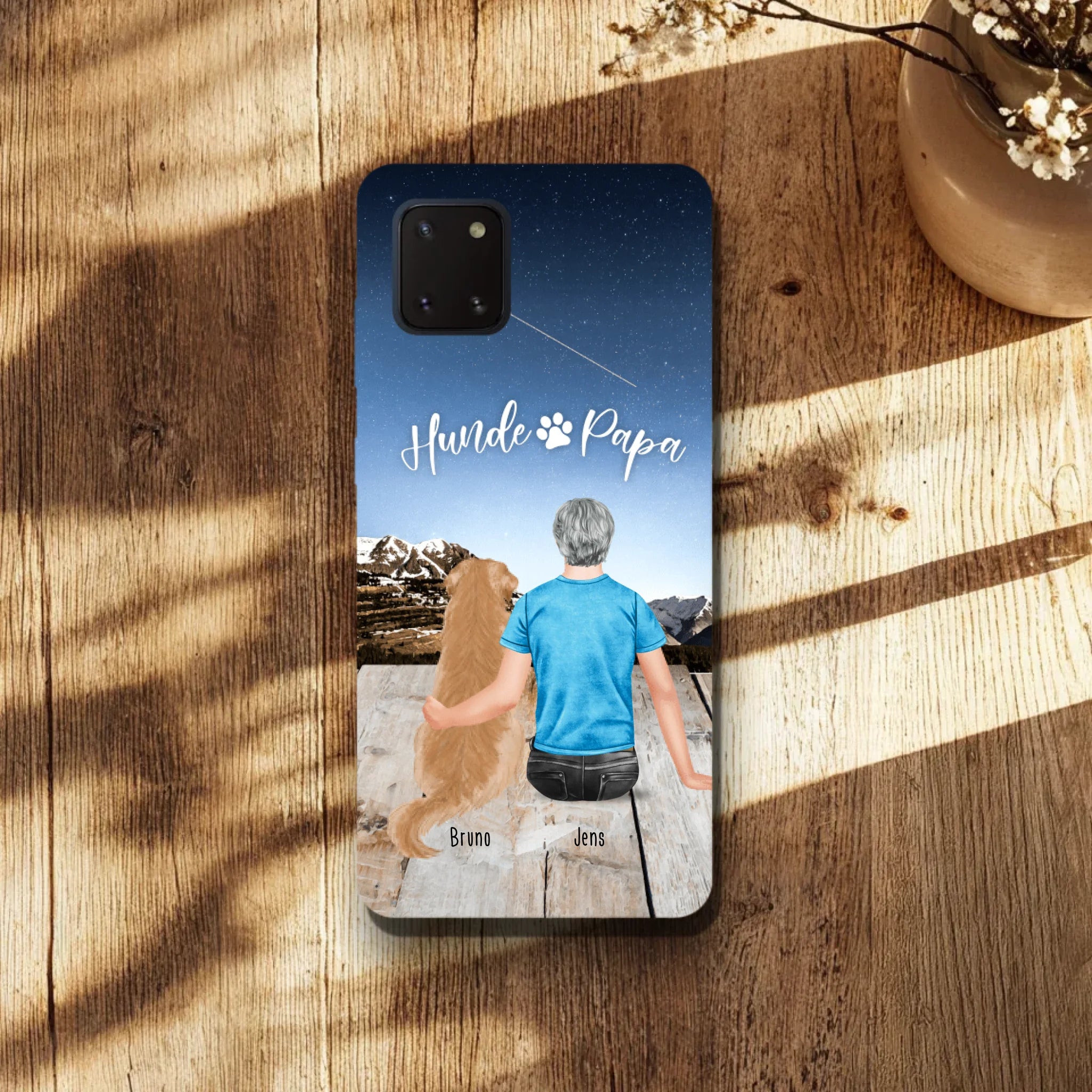 Personalisierte Handyhülle mit 1 Mann + 1 Hund/Katze - Samsung