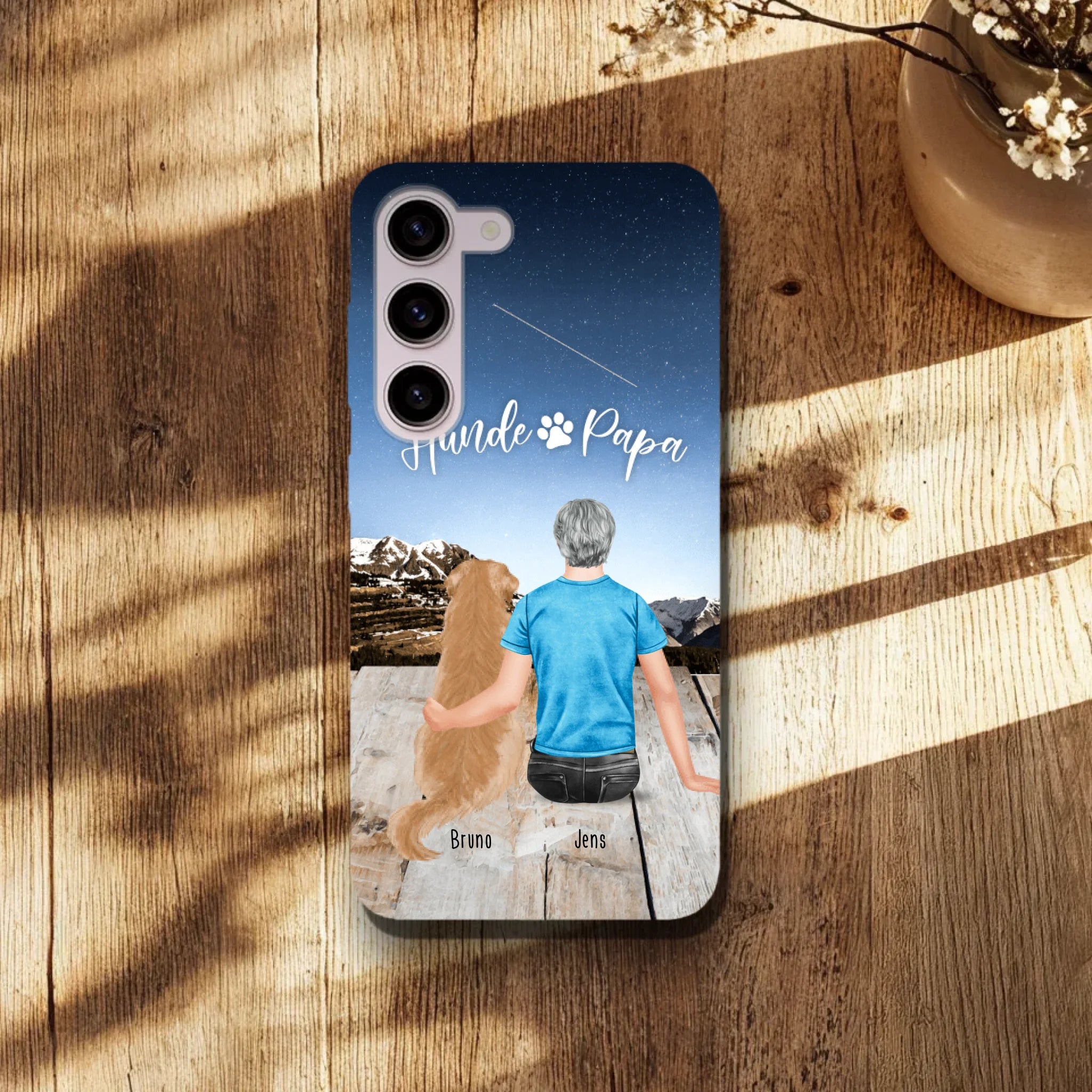 Personalisierte Handyhülle mit 1 Mann + 1 Hund/Katze - Samsung