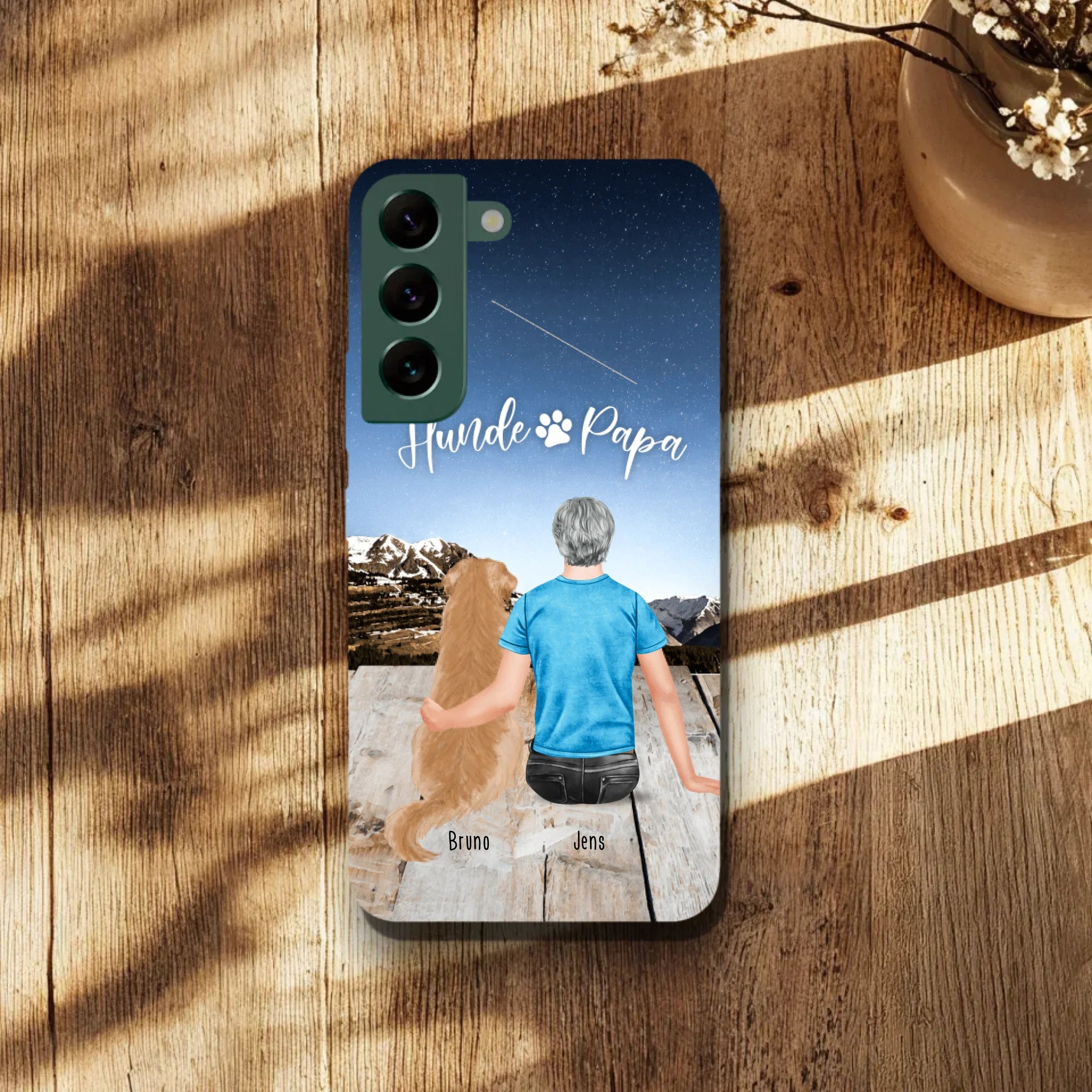 Personalisierte Handyhülle mit 1 Mann + 1 Hund/Katze - Samsung