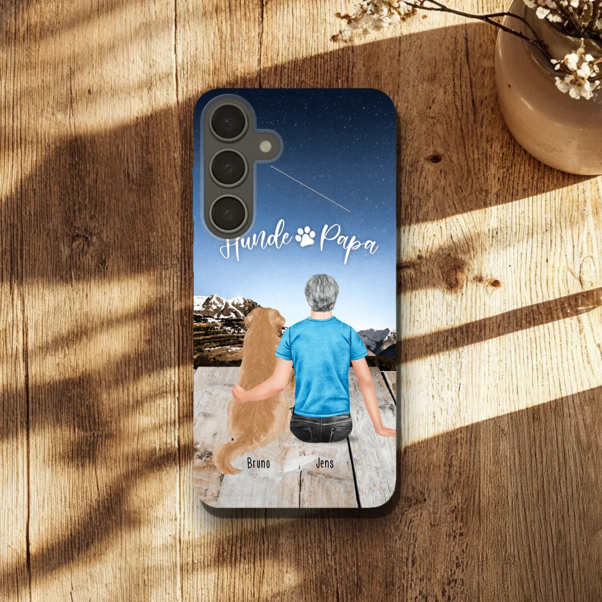 Personalisierte Handyhülle mit 1 Mann + 1 Hund/Katze - Samsung