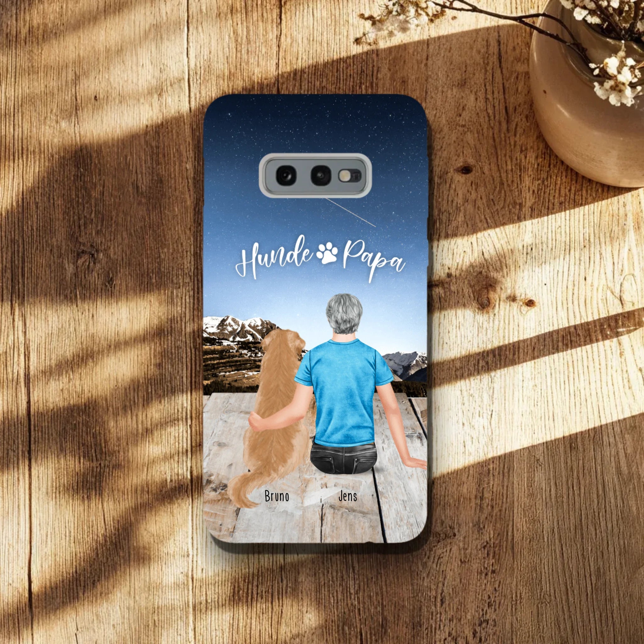Personalisierte Handyhülle mit 1 Mann + 1 Hund/Katze - Samsung