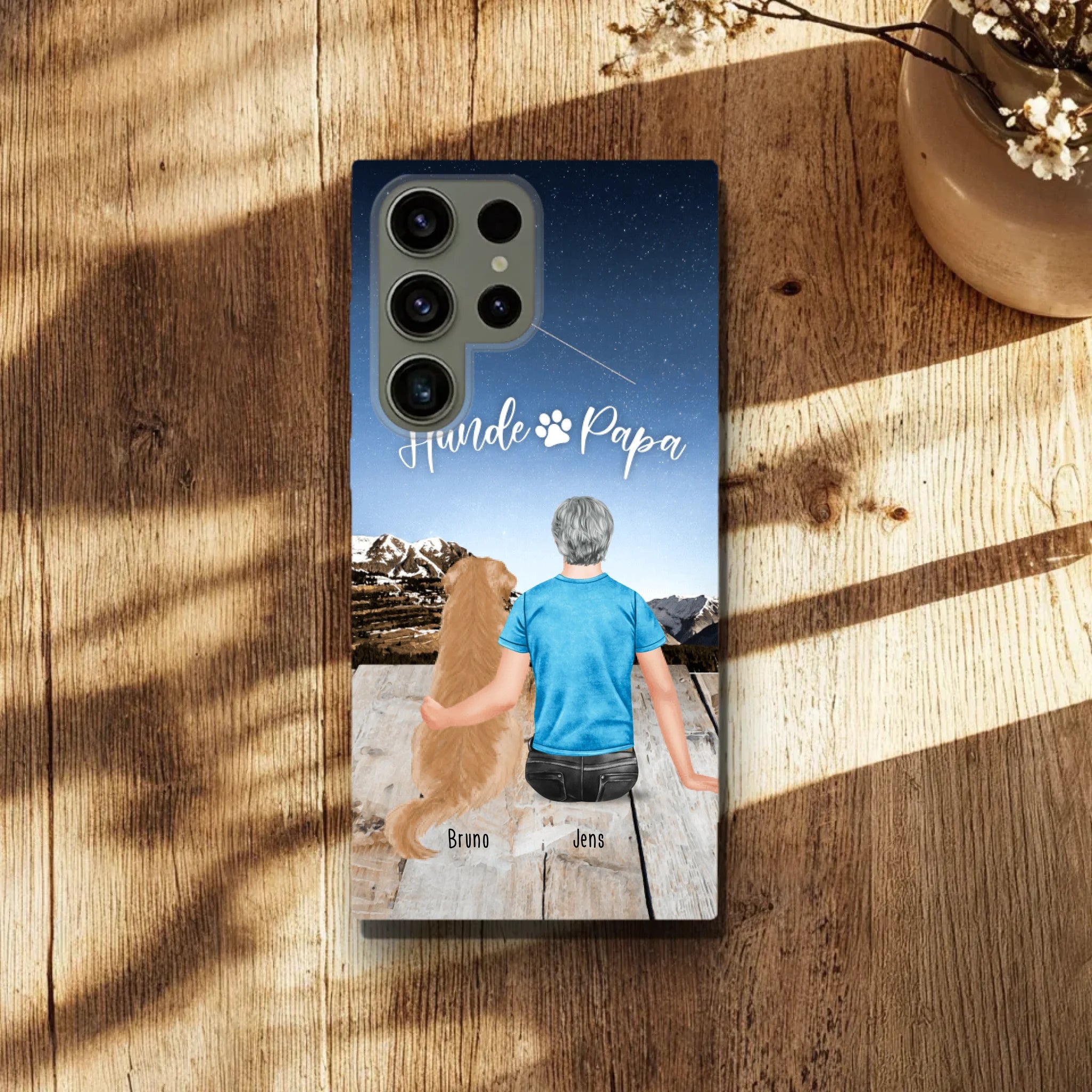 Personalisierte Handyhülle mit 1 Mann + 1 Hund/Katze - Samsung
