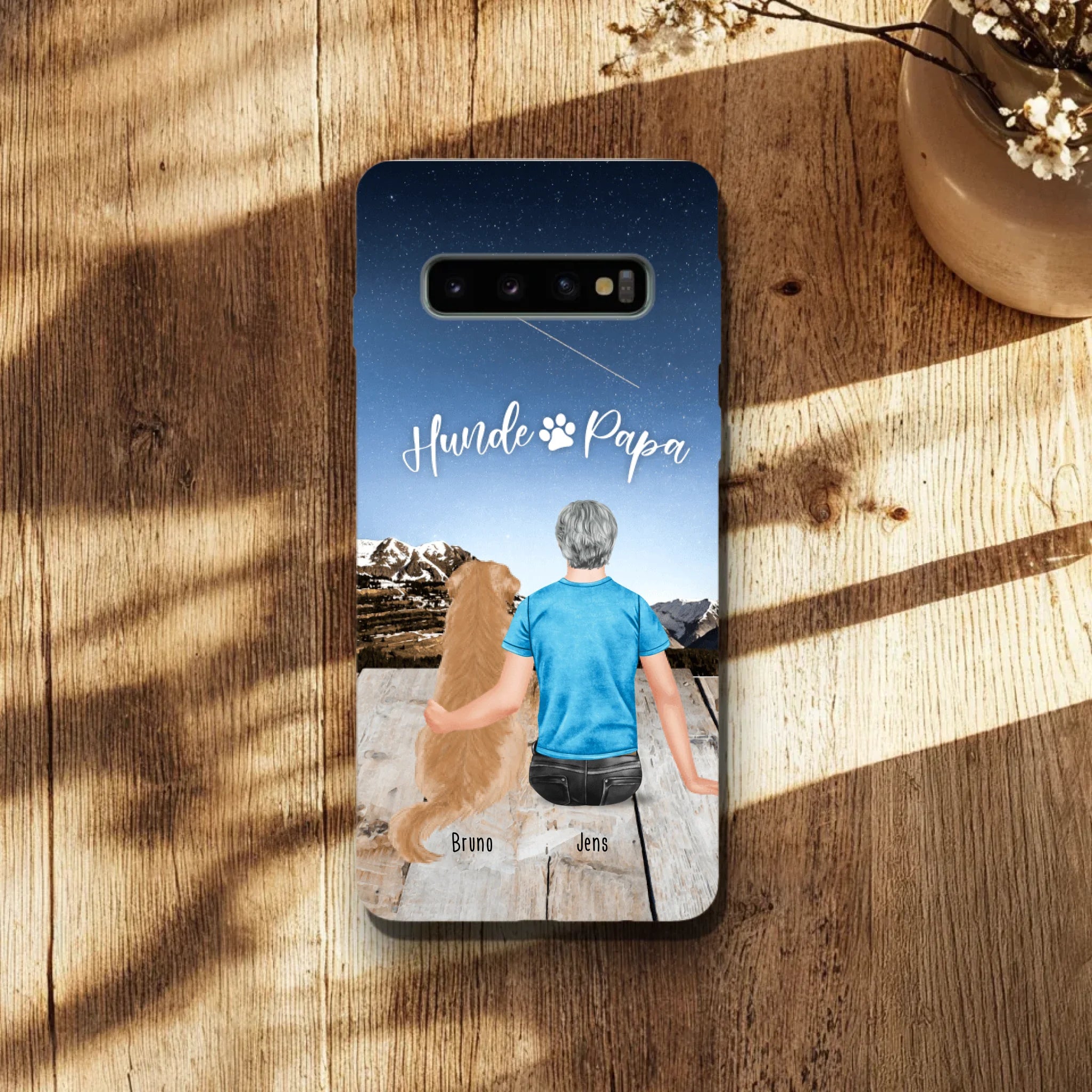 Personalisierte Handyhülle mit 1 Mann + 1 Hund/Katze - Samsung