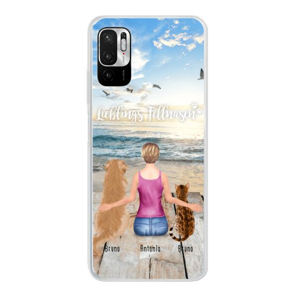 Personalisierte Handyhülle mit 1 Frau + 2 Hunde/Katzen - Xiaomi