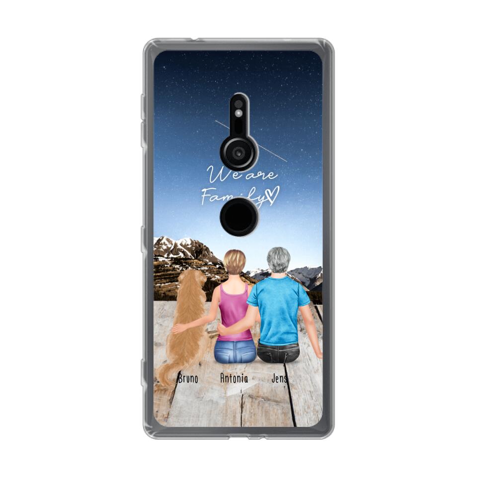 Personalisierte Handyhülle mit 1 Frau + 1 Mann + 1 Hund/Katze - Sony