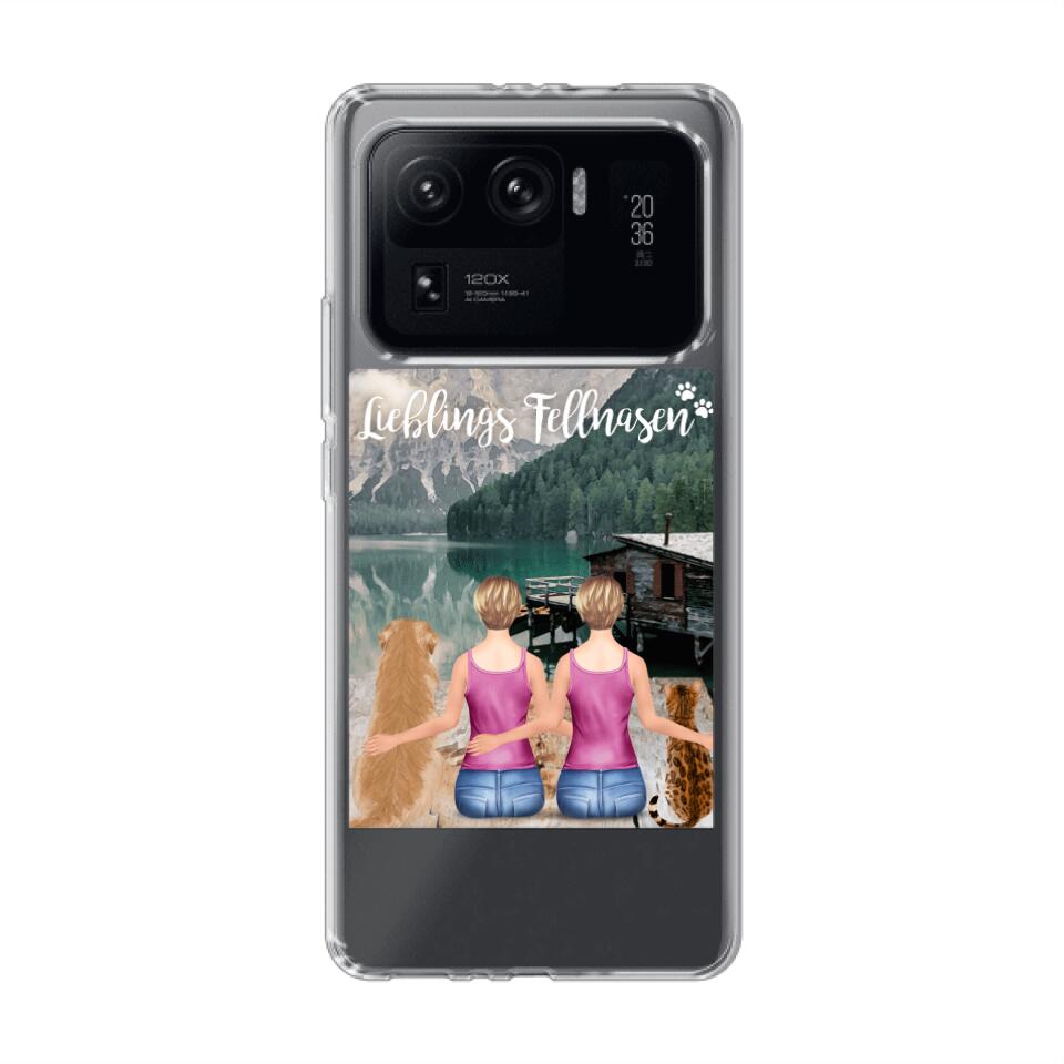 Personalisierte Handyhülle mit 2 Frauen + 2 Hunde/Katzen - Xiaomi