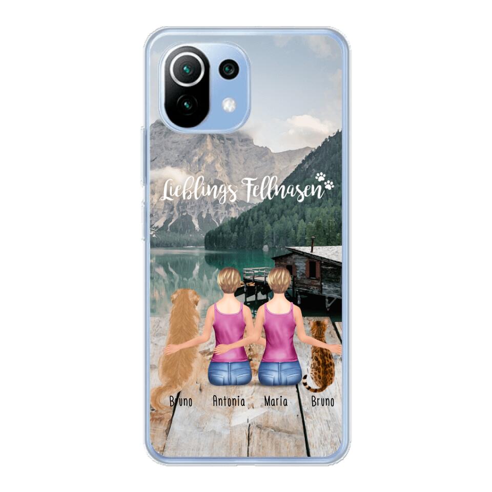 Personalisierte Handyhülle mit 2 Frauen + 2 Hunde/Katzen - Xiaomi
