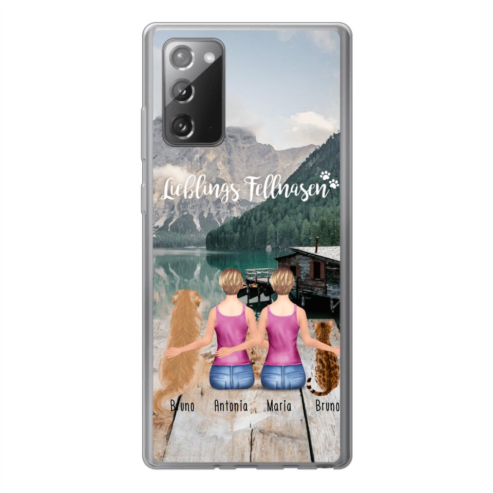 Personalisierte Handyhülle mit 2 Frauen + 2 Hunde/Katzen - Samsung