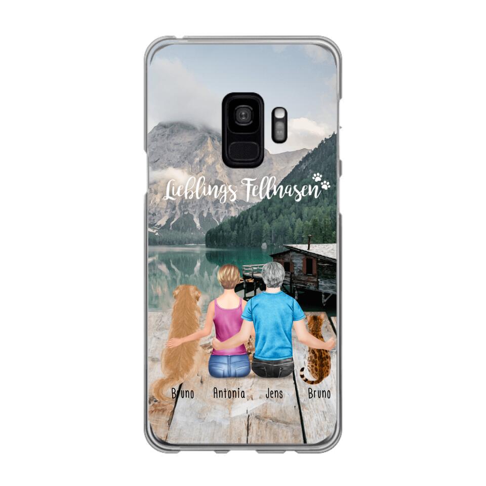 Personalisierte Handyhülle mit 1 Frau + 1 Mann + 2 Hunde/Katzen - Samsung