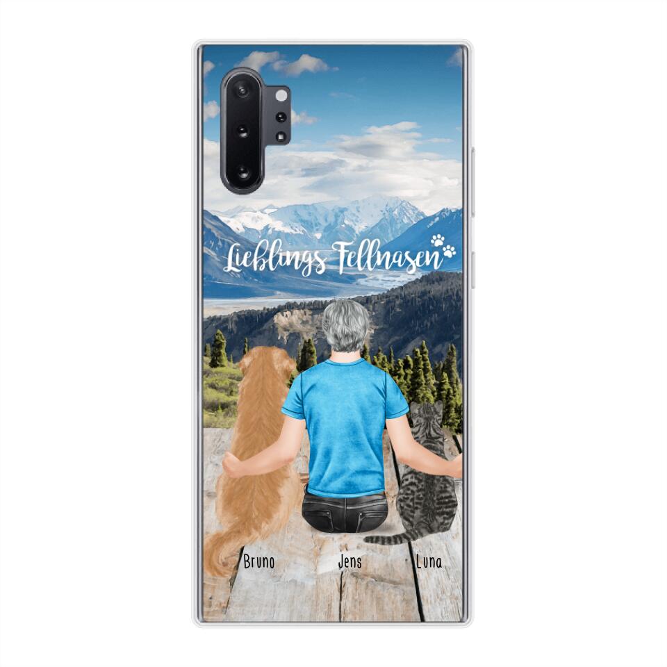 Personalisierte Handyhülle mit 1 Mann + 2 Hunde/Katzen - Samsung